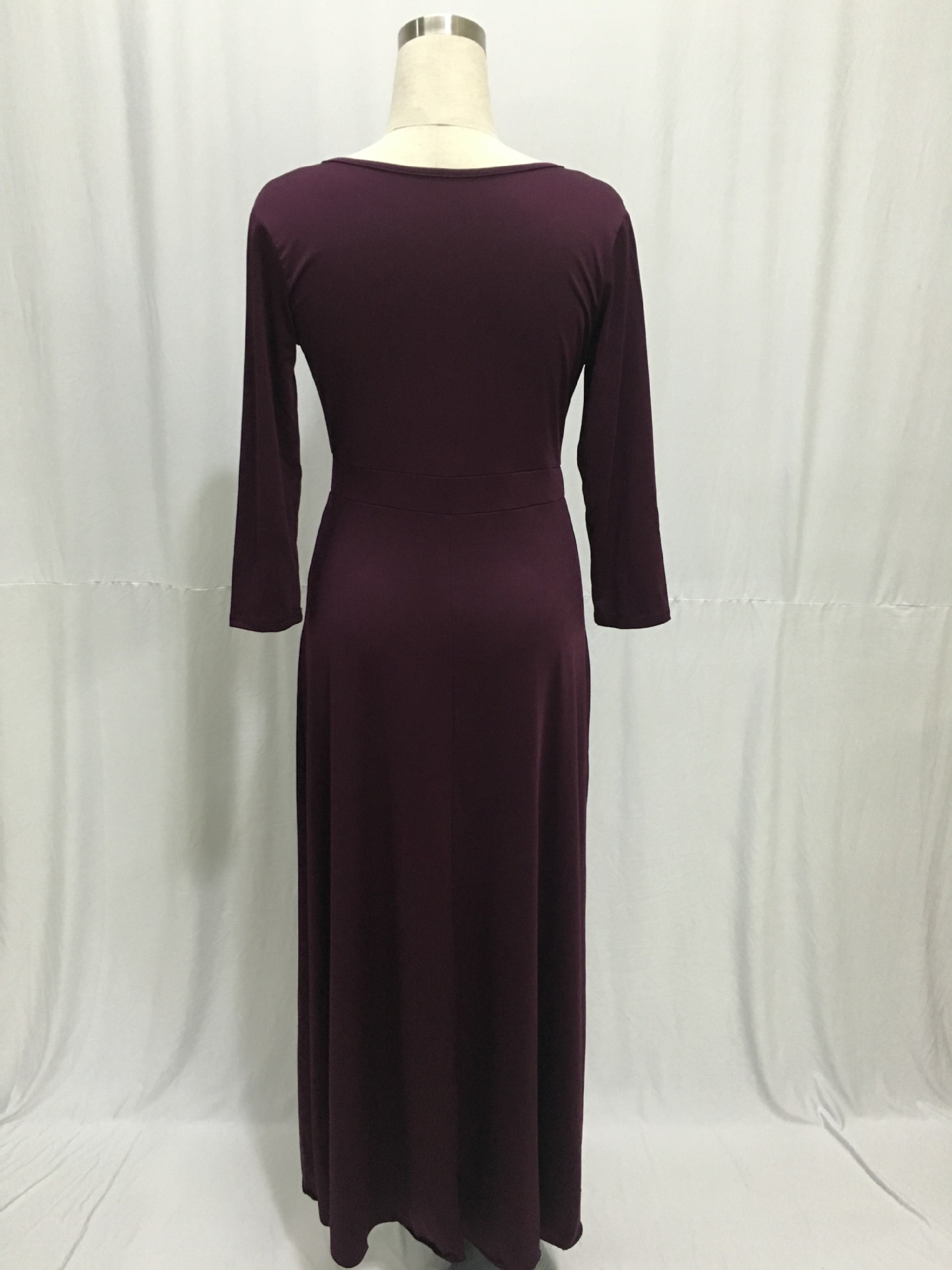 SZ60044-2 Women Long Knitwear V Neck Plus Size Bridesmaid Dress with Long Sleeve